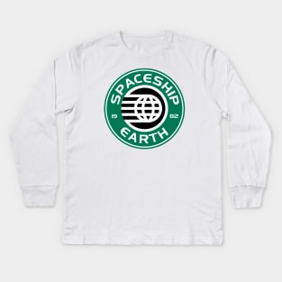 Spaceship Starbucks Kids Long Sleeve T-Shirt